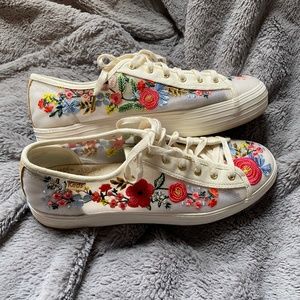 Rifle Paper Co Wild Rose Embroidered Mesh Triple Kick Sneaker